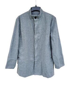 Men's Winter Stand-Up Collar Trench Pea Trench Coats Long Sleeve Button Up Grey